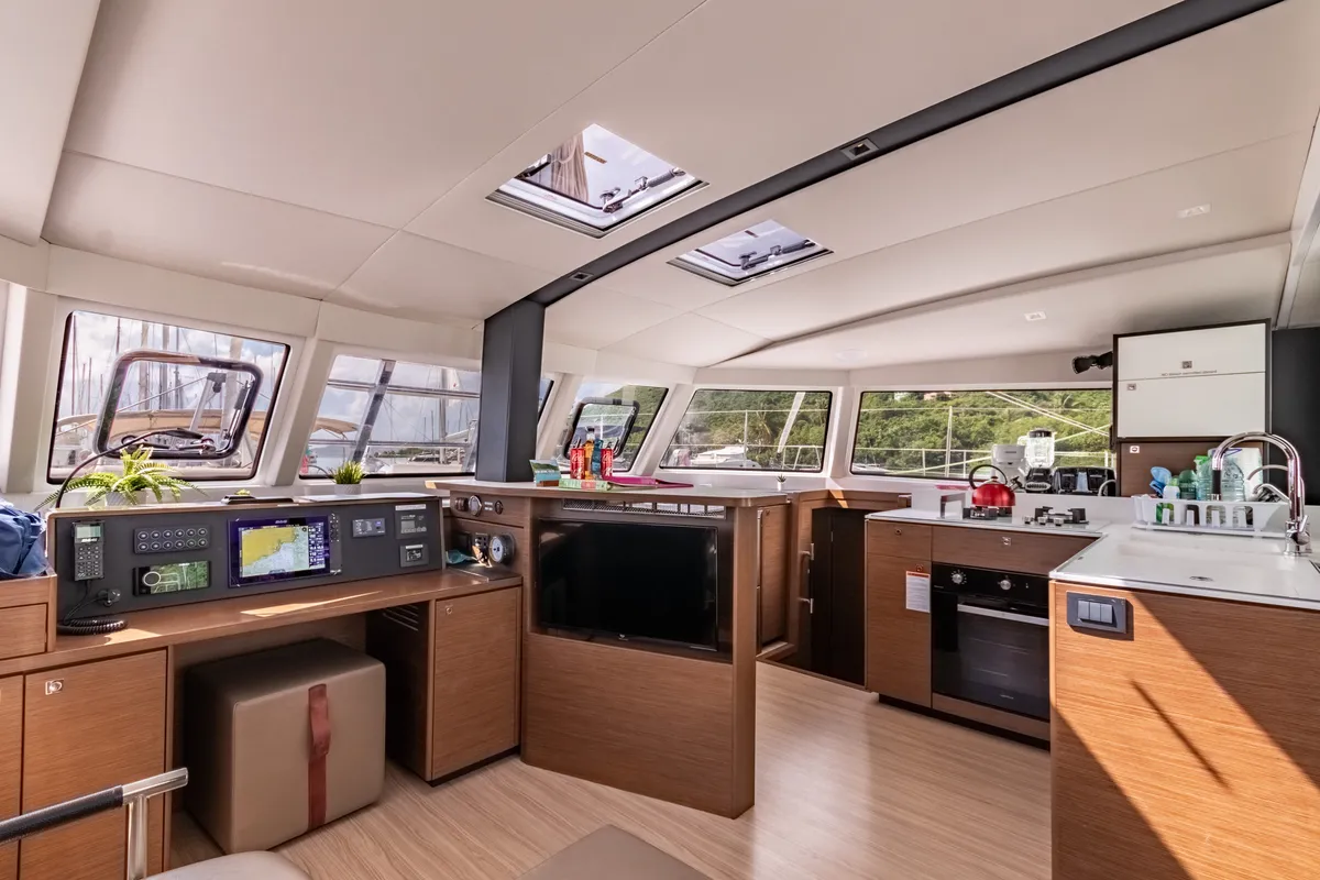 Galley of Duality II, a Nautitech 44 catamaran at Road Town, British Virgin Islands