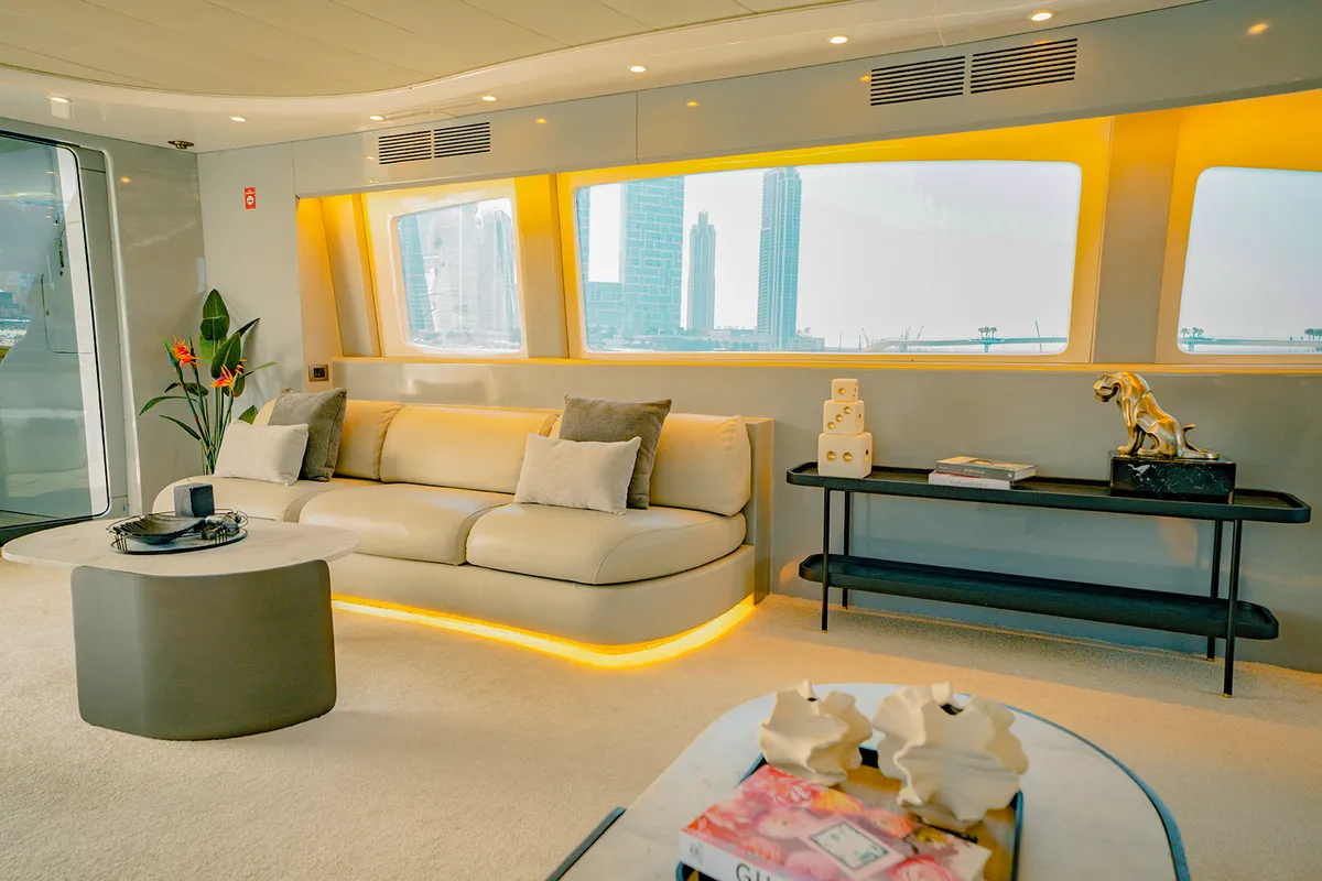 Luxury Motor Yacht, a motor yacht at Dubai Harbour, United Arab Emirates