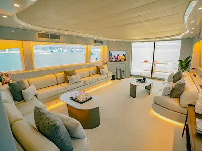 Luxury Motor Yacht, a motor yacht at Dubai Harbour, United Arab Emirates
