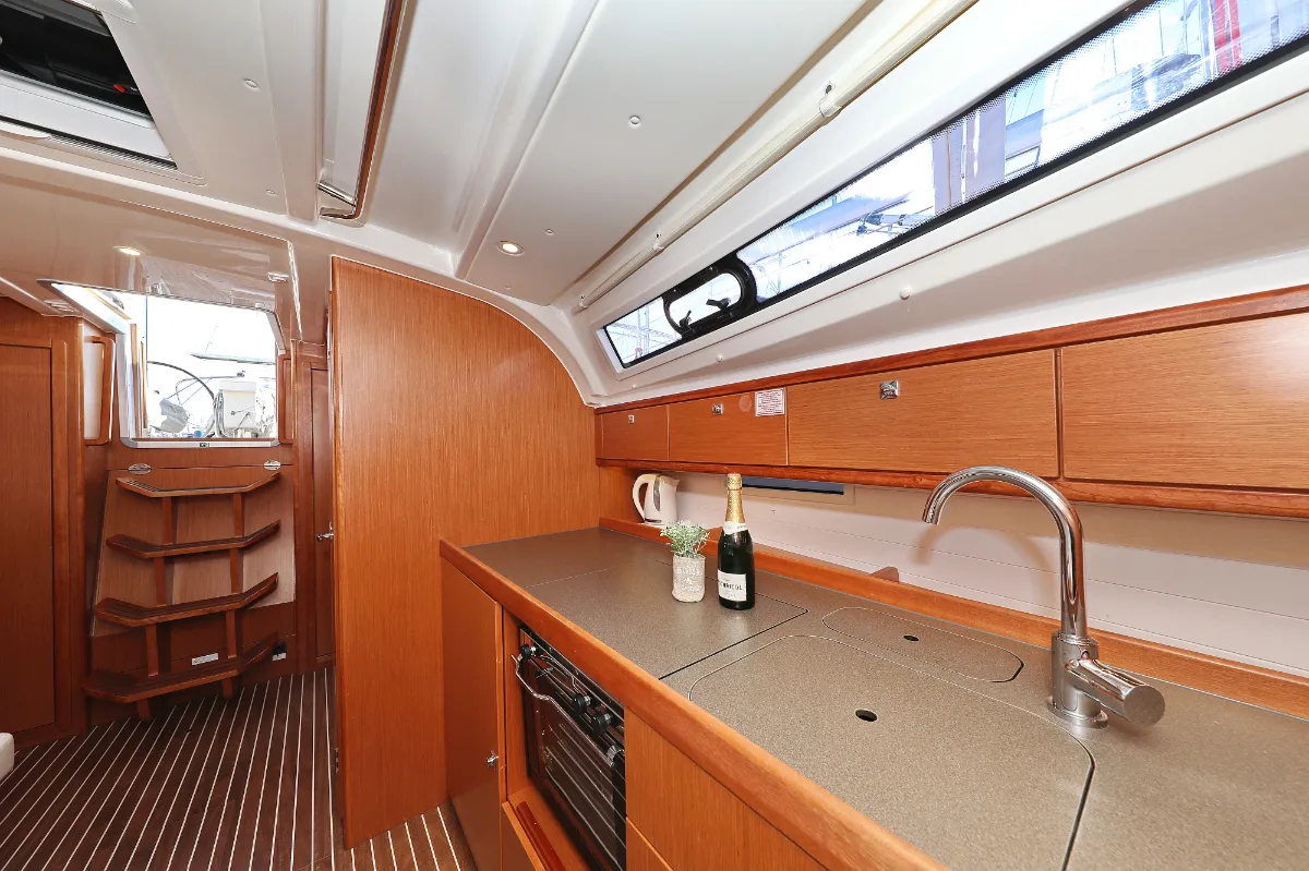 Galley of Aquarius, a Bavaria Cruiser 41 sailboat at Grad Trogir, Croatia