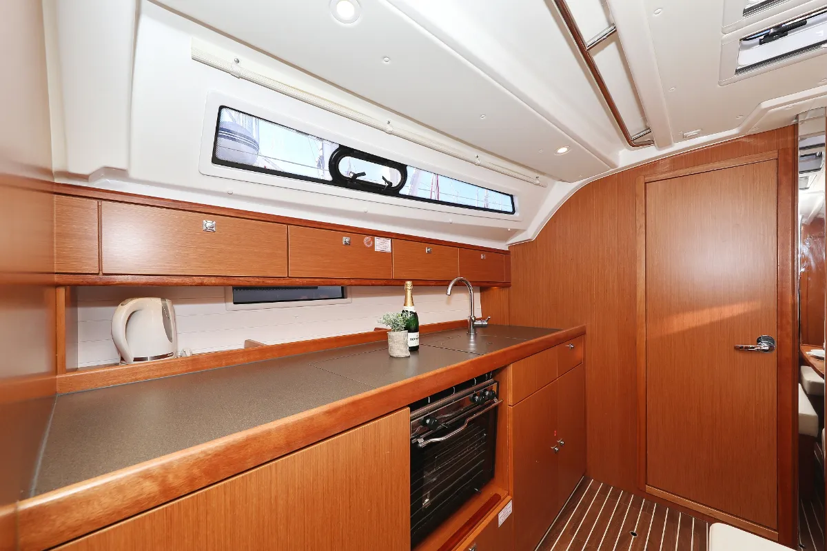 Galley of Aquarius, a Bavaria Cruiser 41 sailboat at Grad Trogir, Croatia