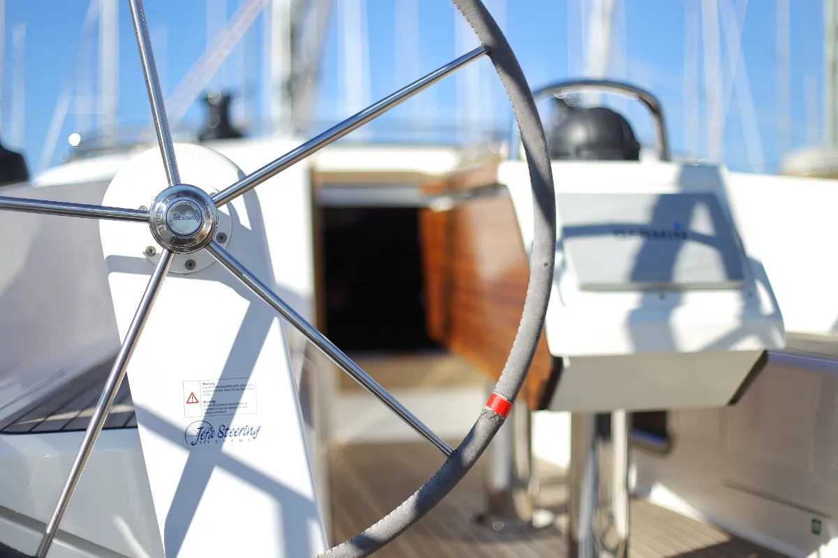 Cockpit of Aquarius, a Bavaria Cruiser 41 sailboat at Grad Trogir, Croatia