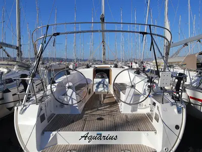Cockpit of Aquarius, a Bavaria Cruiser 41 sailboat at Grad Trogir, Croatia