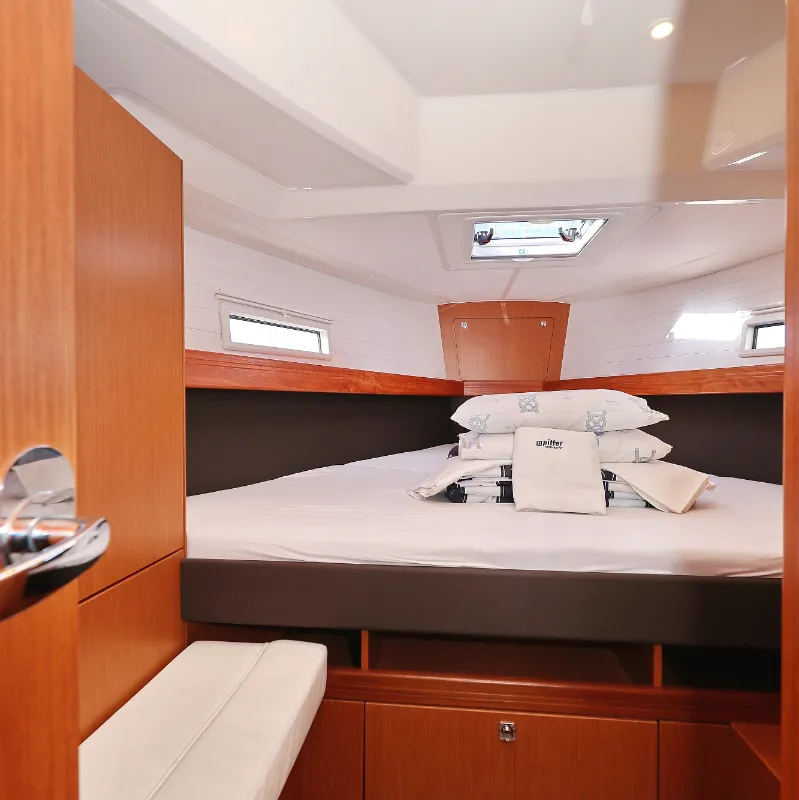 Cabin on Aquarius, a Bavaria Cruiser 41 sailboat at Grad Trogir, Croatia