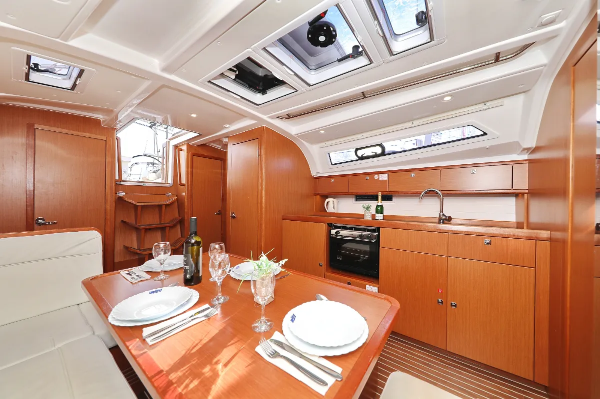 Galley of Aquarius, a Bavaria Cruiser 41 sailboat at Grad Trogir, Croatia