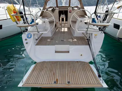 Deck of Essi, a Elan Impression 35 sailboat at Mali Lošinj, Croatia