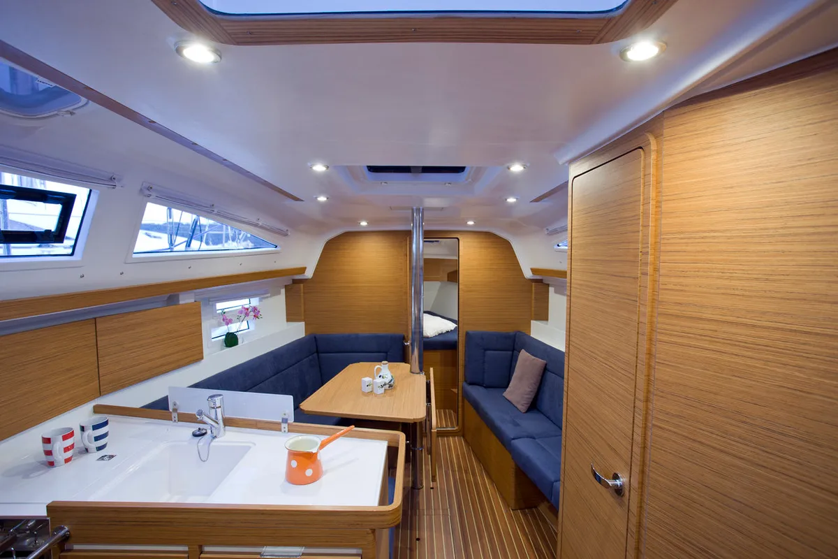 Salon of Essi, a Elan Impression 35 sailboat at Mali Lošinj, Croatia