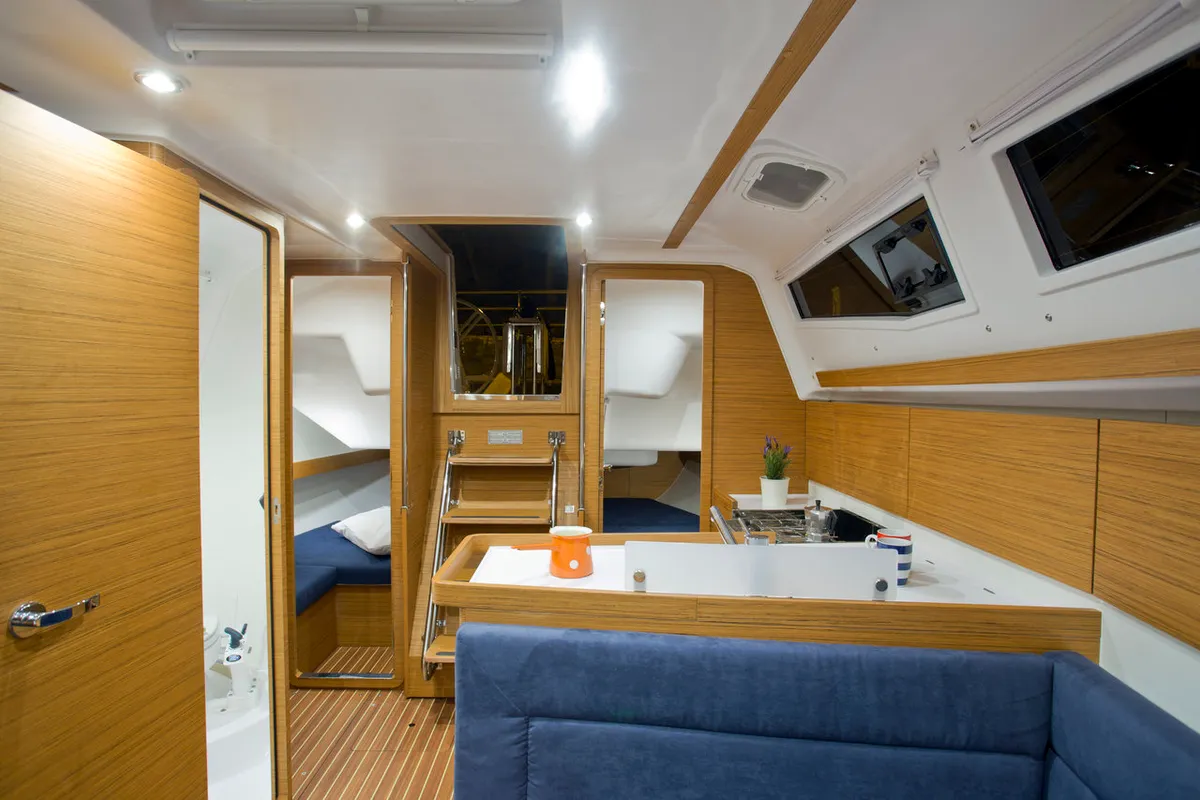 Galley of Essi, a Elan Impression 35 sailboat at Mali Lošinj, Croatia
