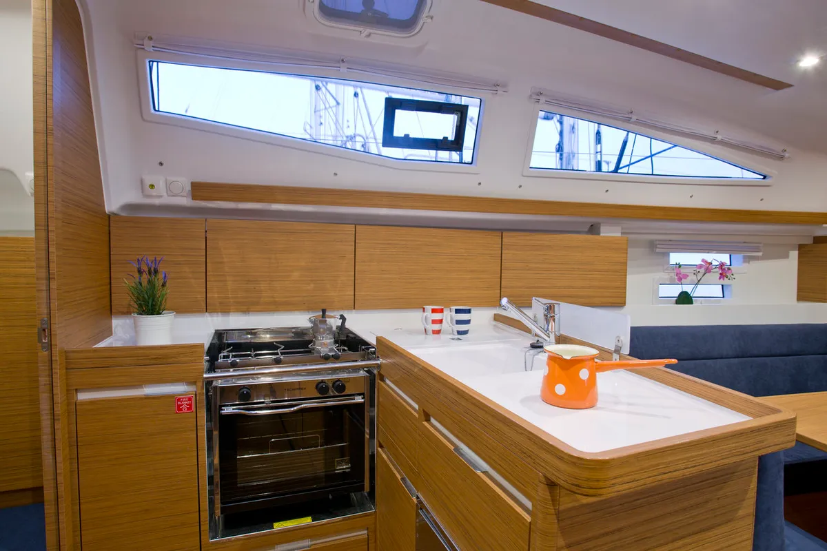 Galley of Essi, a Elan Impression 35 sailboat at Mali Lošinj, Croatia
