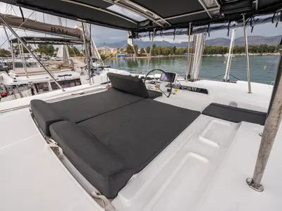 Cockpit of Hydra XV, a Lagoon 46 catamaran at Municipal Unit of Lefkada, Greece
