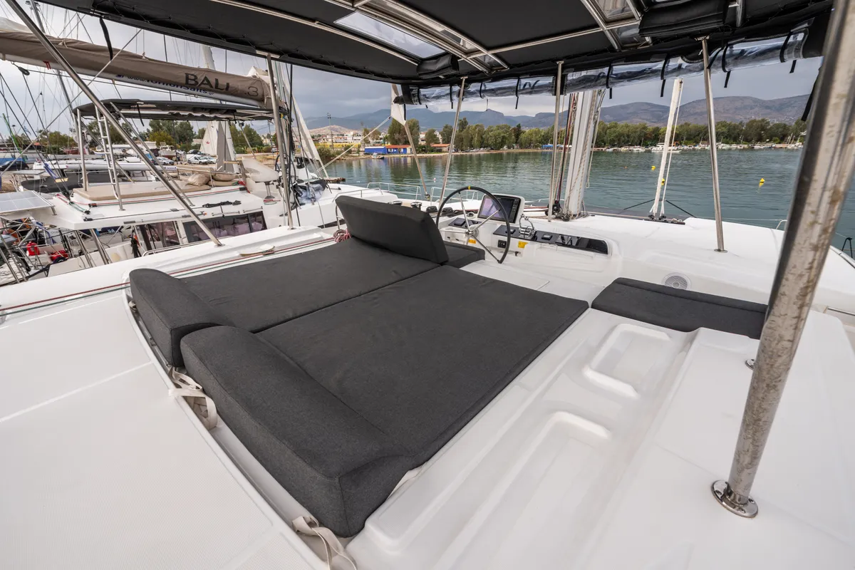 Cockpit of Hydra XV, a Lagoon 46 catamaran at Municipal Unit of Lefkada, Greece