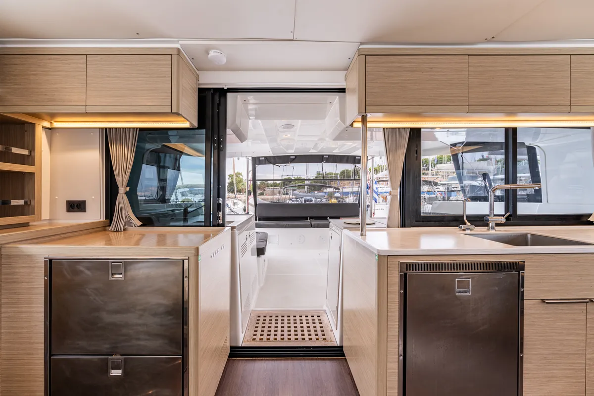 Galley of Hydra XV, a Lagoon 46 catamaran at Municipal Unit of Lefkada, Greece