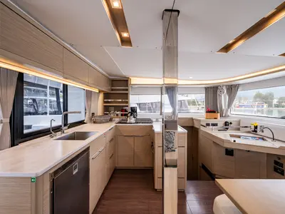 Galley of Hydra XV, a Lagoon 46 catamaran at Municipal Unit of Lefkada, Greece