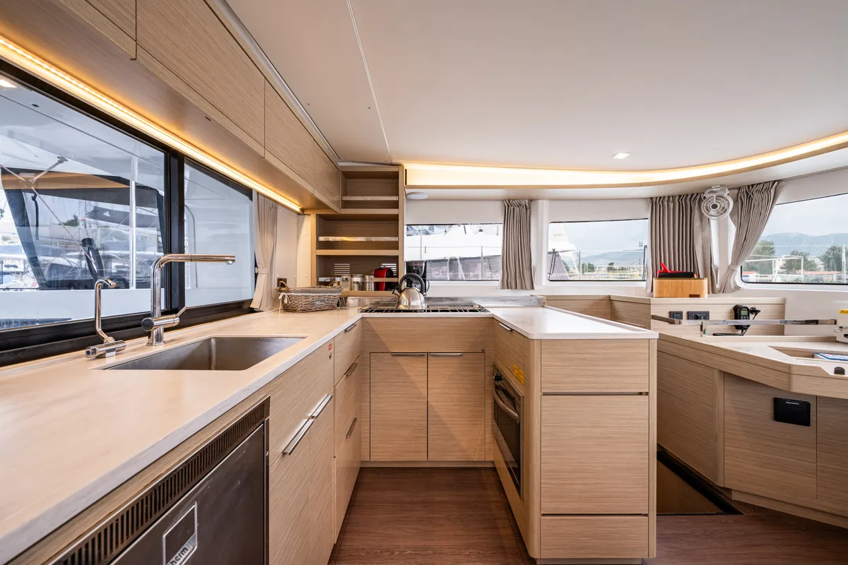Galley of Hydra XV, a Lagoon 46 catamaran at Municipal Unit of Lefkada, Greece