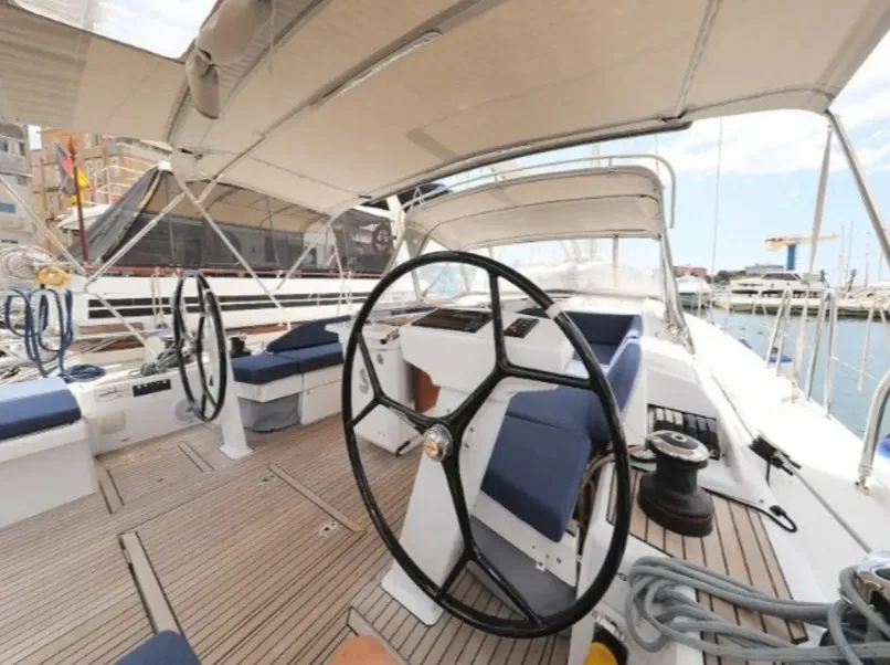 Cockpit of Hydra XV, a Lagoon 46 catamaran at Municipal Unit of Lefkada, Greece