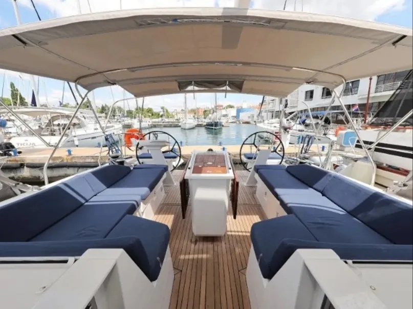 Cockpit of Hydra XV, a Lagoon 46 catamaran at Municipal Unit of Lefkada, Greece