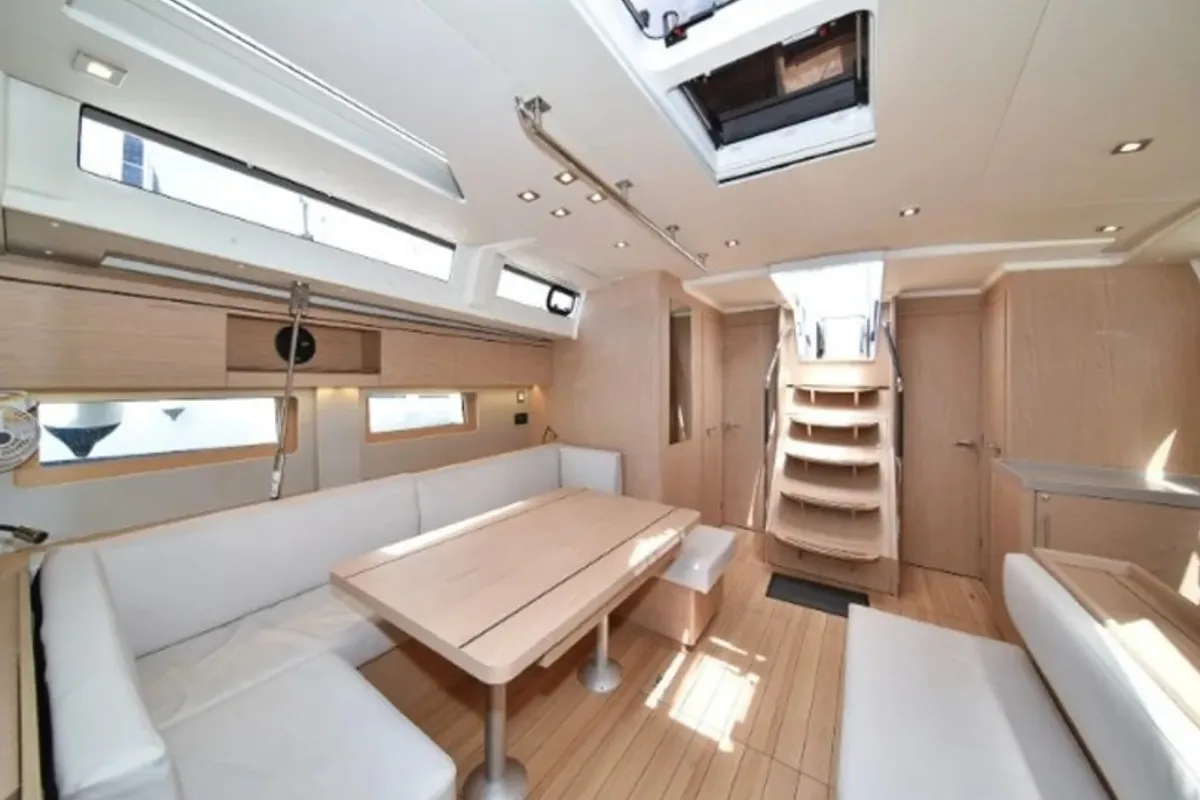 Salon of Hydra XV, a Lagoon 46 catamaran at Municipal Unit of Lefkada, Greece