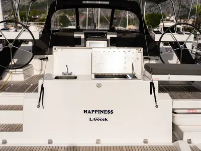 Deck of Happiness, a Dufour 470 sailboat at Marmaris, Turkey