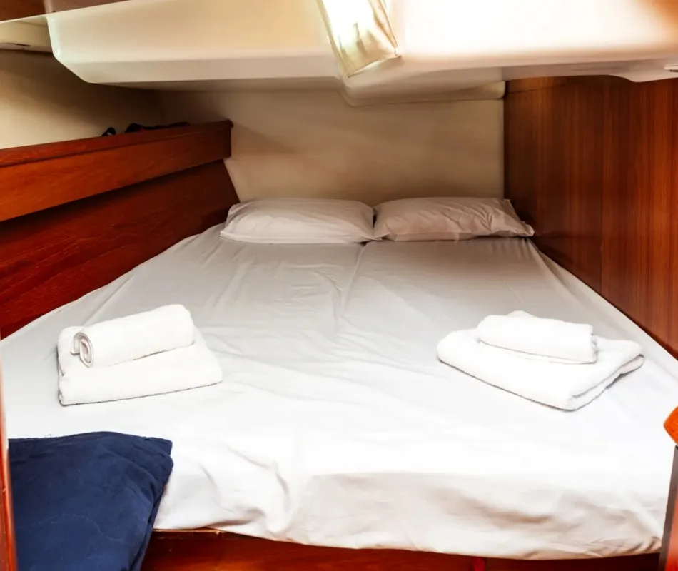 Cabin on Nala, a Jeanneau Sun Odyssey 45 sailboat at Preveza, Greece