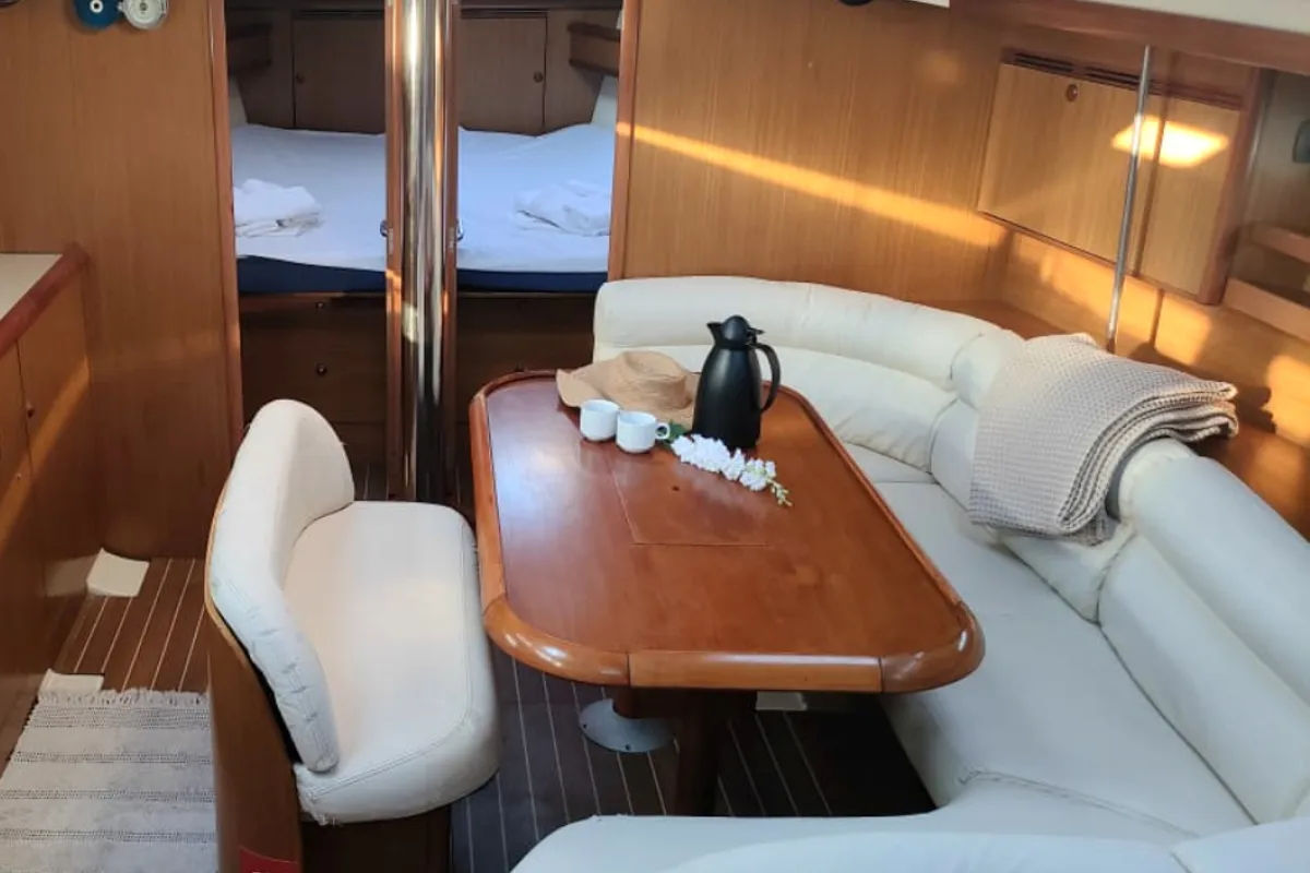 Salon of Nala, a Jeanneau Sun Odyssey 45 sailboat at Preveza, Greece