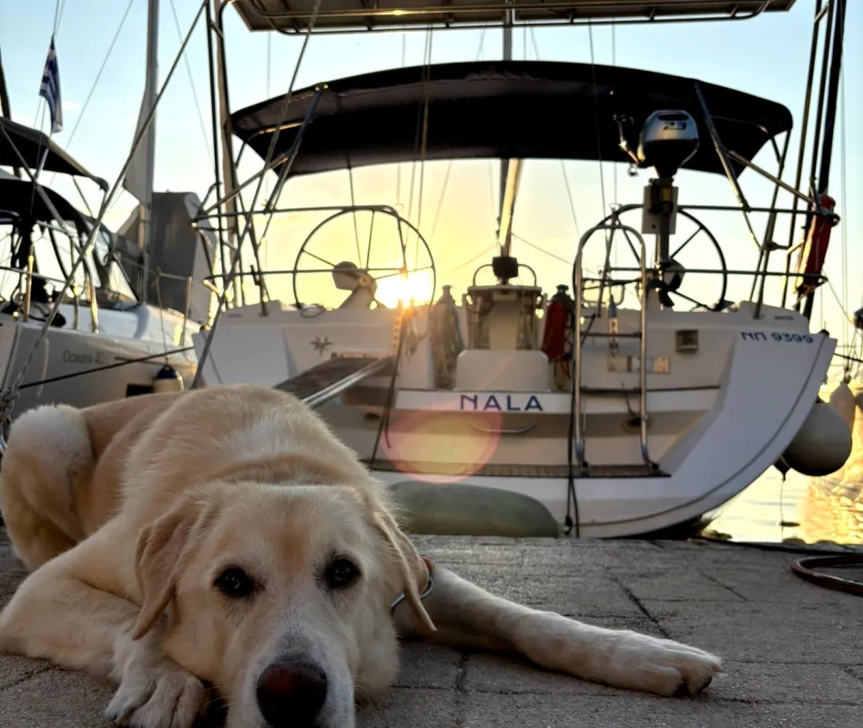 Exterior view of Nala, a Jeanneau Sun Odyssey 45 sailboat at Preveza, Greece