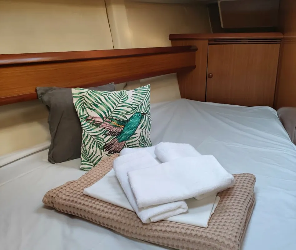 Cabin on Nala, a Jeanneau Sun Odyssey 45 sailboat at Preveza, Greece