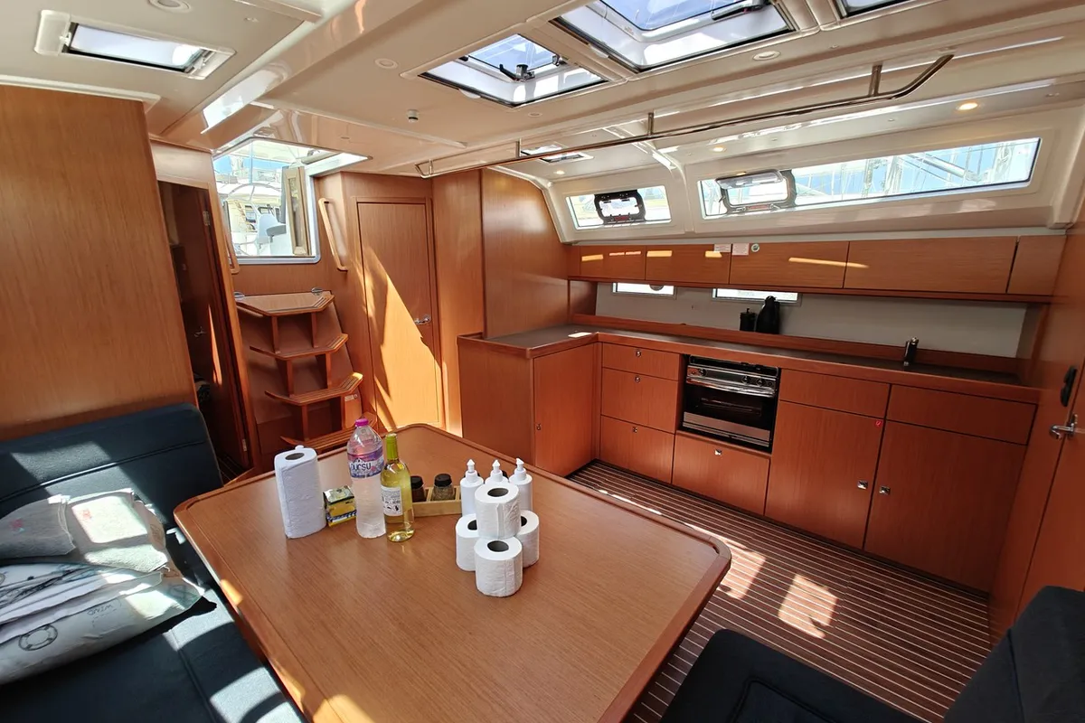 Galley of Marlin 1, a Bavaria Cruiser 46 sailboat at Fethiye, Turkey