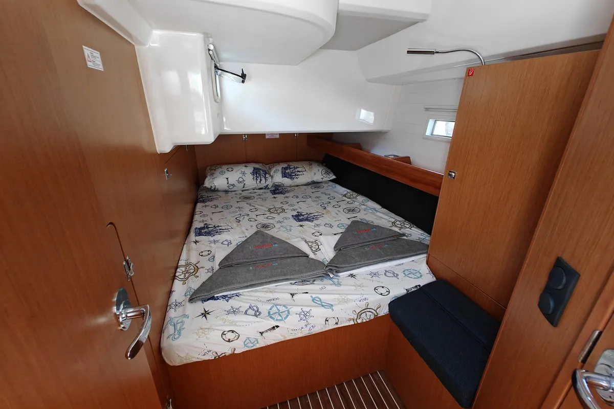 Cabin on Marlin 1, a Bavaria Cruiser 46 sailboat at Fethiye, Turkey
