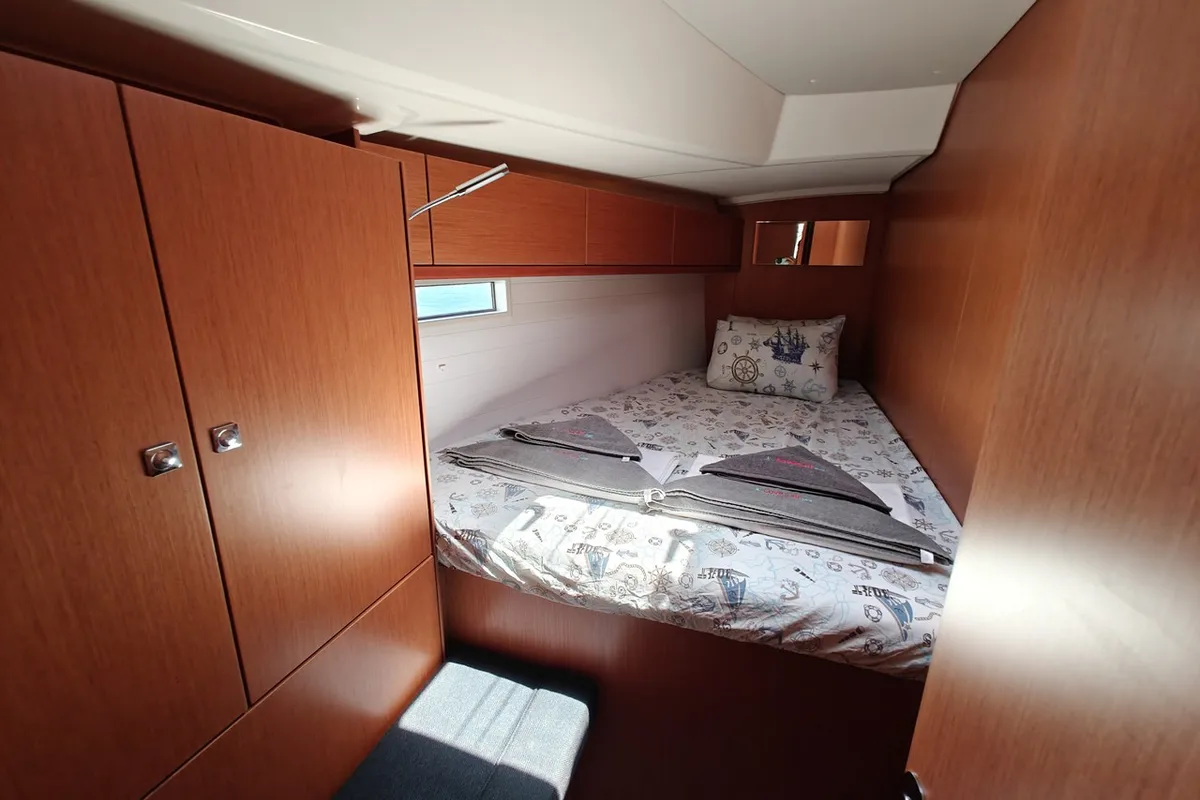 Cabin on Marlin 1, a Bavaria Cruiser 46 sailboat at Fethiye, Turkey