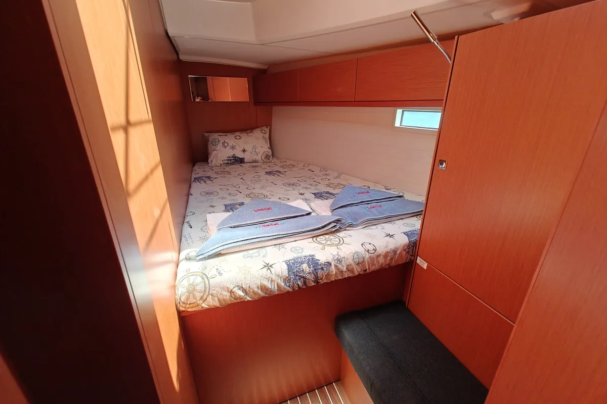 Cabin on Marlin 1, a Bavaria Cruiser 46 sailboat at Fethiye, Turkey