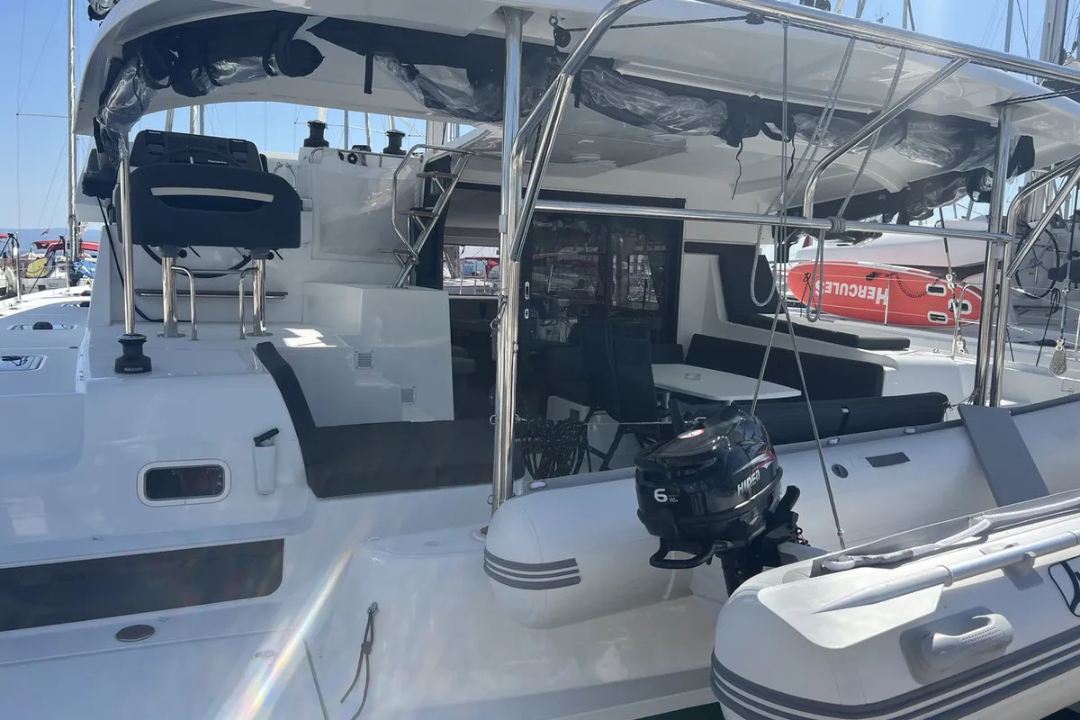 Deck of Top Light, a Lagoon 42 catamaran at Split, Croatia
