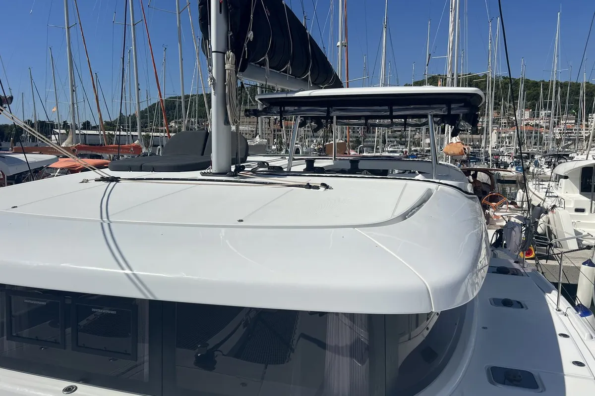 Deck of Top Light, a Lagoon 42 catamaran at Split, Croatia