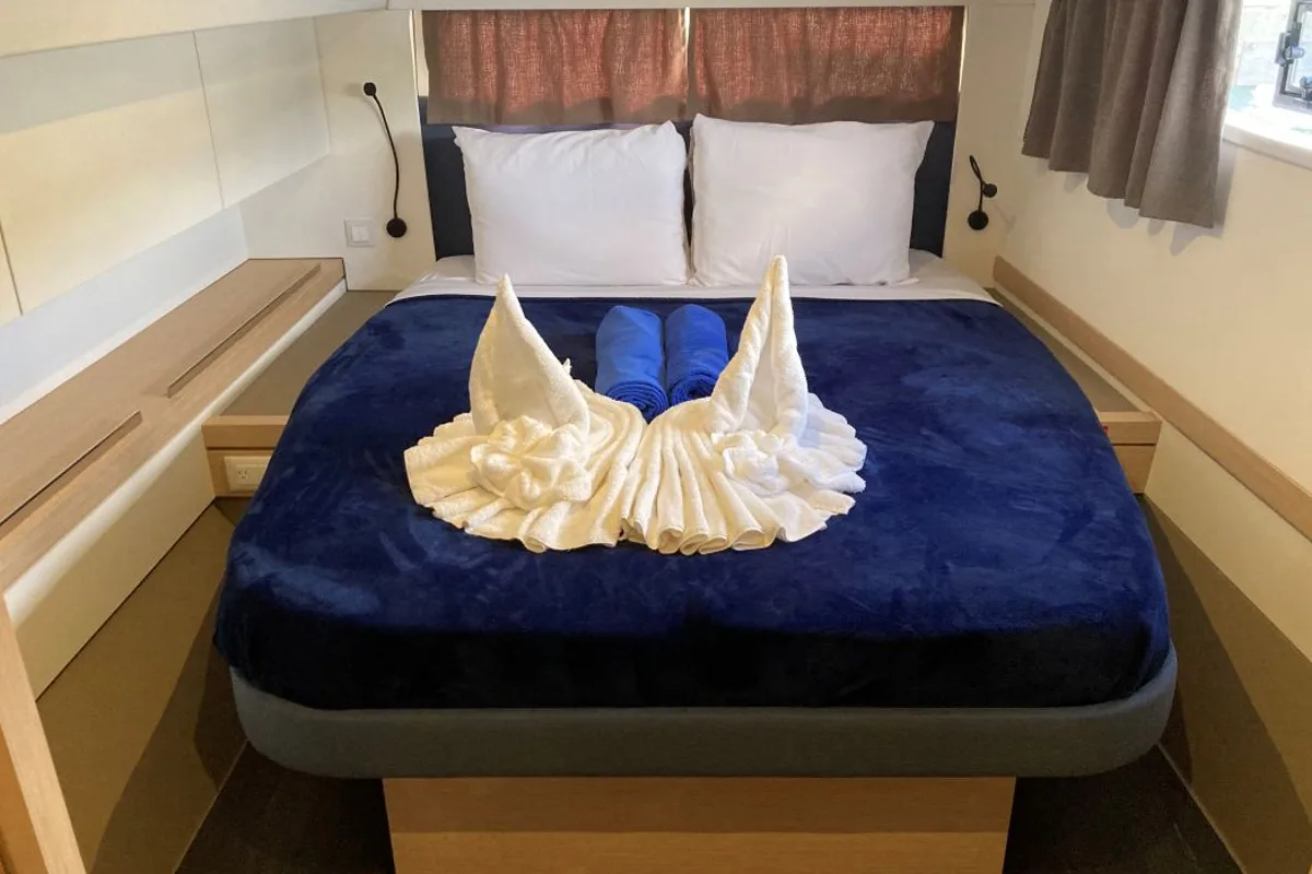 Cabin on Aquaphoria, a Fountaine Pajot Tanna 47 Maestro catamaran at Charlotte Amalie, United States