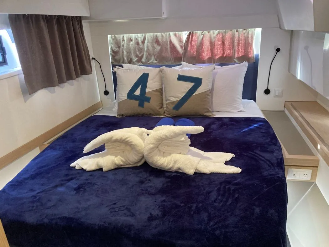 Cabin on Aquaphoria, a Fountaine Pajot Tanna 47 Maestro catamaran at Charlotte Amalie, United States