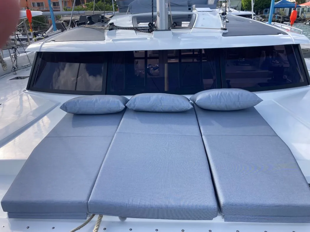 Deck of Aquaphoria, a Fountaine Pajot Tanna 47 Maestro catamaran at Charlotte Amalie, United States