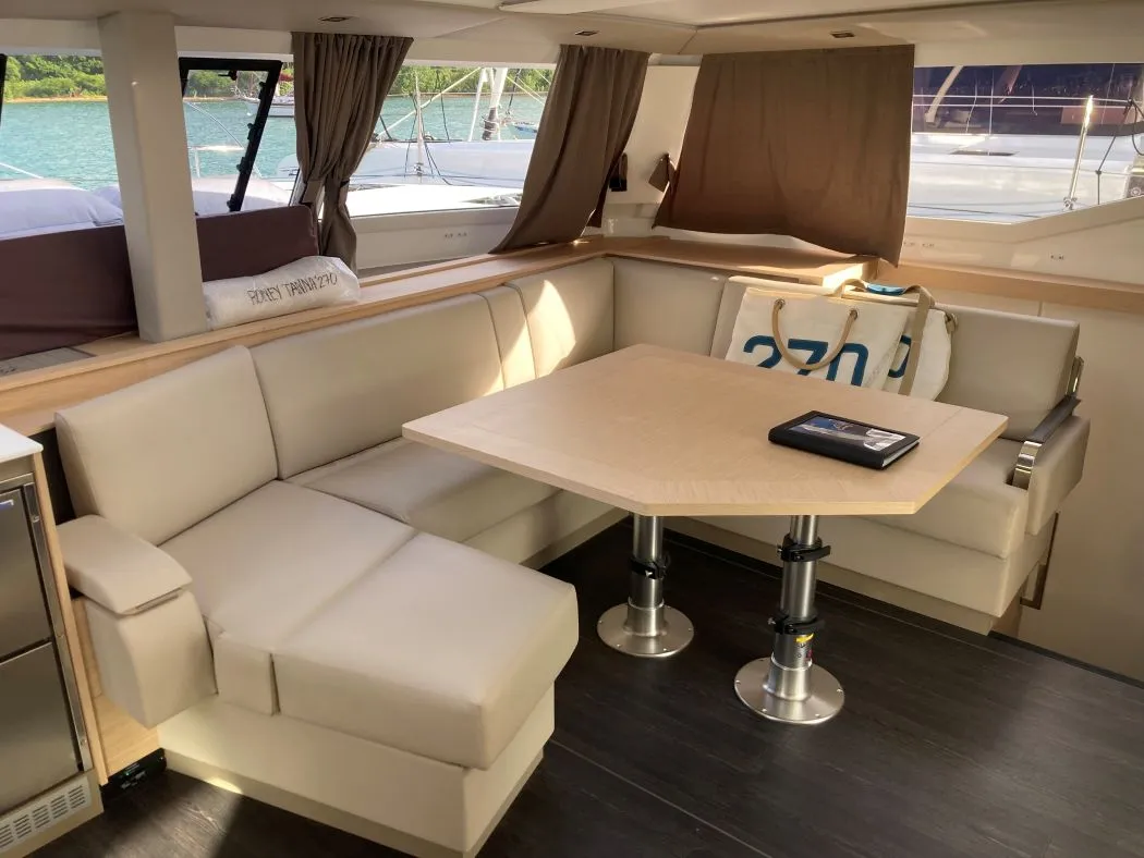Salon of Aquaphoria, a Fountaine Pajot Tanna 47 Maestro catamaran at Charlotte Amalie, United States
