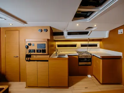 Galley of Jeanneau Sun Odyssey 490, a sailboat at Capo d'Orlando, Italy