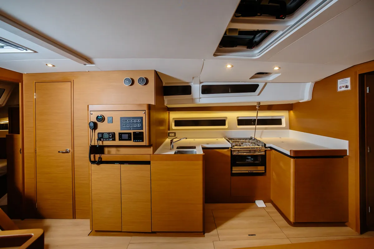 Galley of Jeanneau Sun Odyssey 490, a sailboat at Capo d'Orlando, Italy