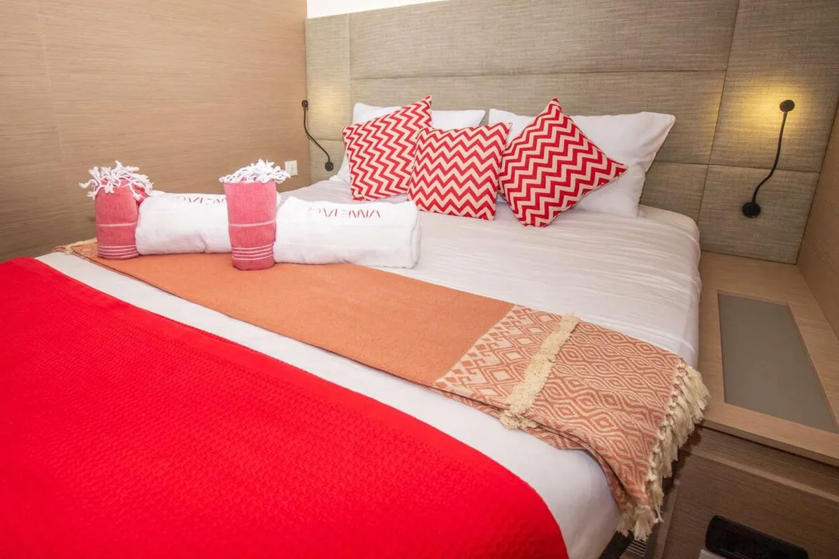 Cabin on Vienna, a Fountaine Pajot Aura 51 catamaran at Road Town, British Virgin Islands