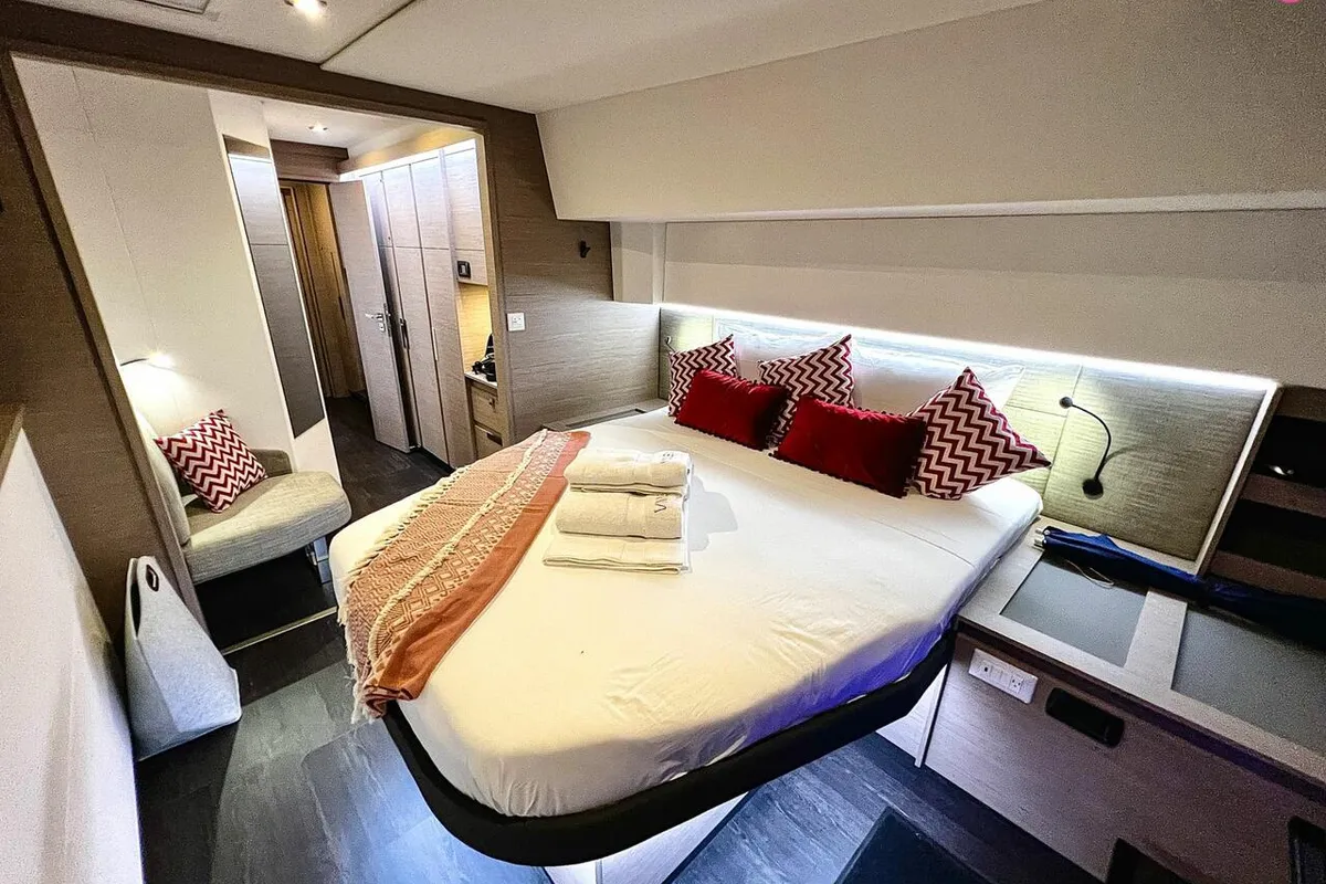 Cabin on Vienna, a Fountaine Pajot Aura 51 catamaran at Road Town, British Virgin Islands