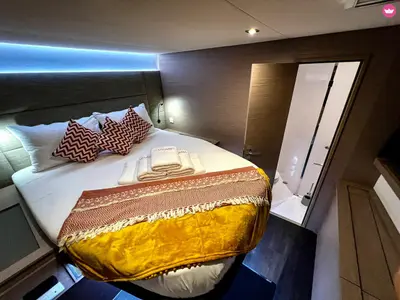 Cabin on Vienna, a Fountaine Pajot Aura 51 catamaran at Road Town, British Virgin Islands