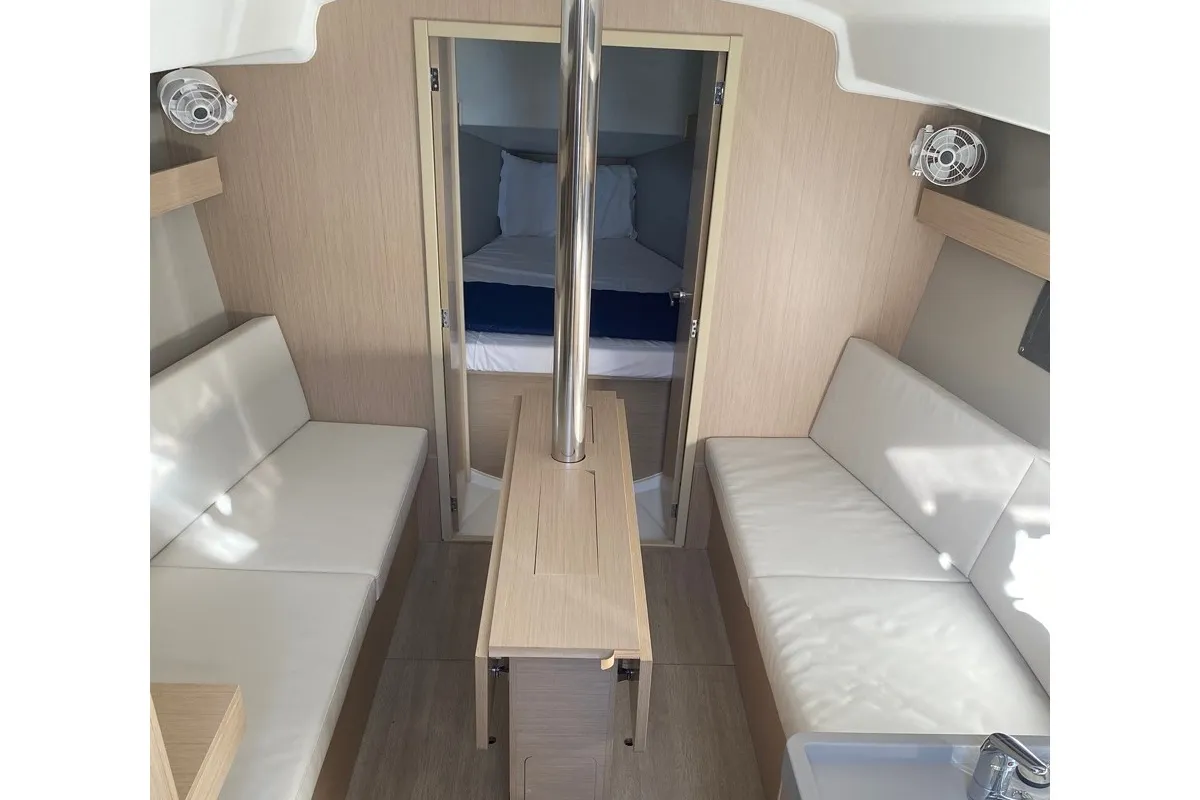 Salon of Angelica, a Beneteau Oceanis 34.1 sailboat at Olbia, Italy