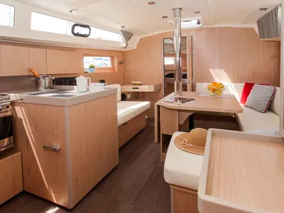 Salon of King Crimson, a Beneteau Oceanis 41.1 sailboat at Municipal Unit of Lefkada, Greece