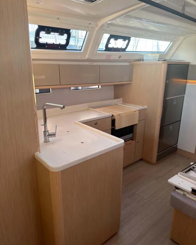 Galley of Freigeist, a Bavaria Voyager 45 sailboat at Jezera, Croatia