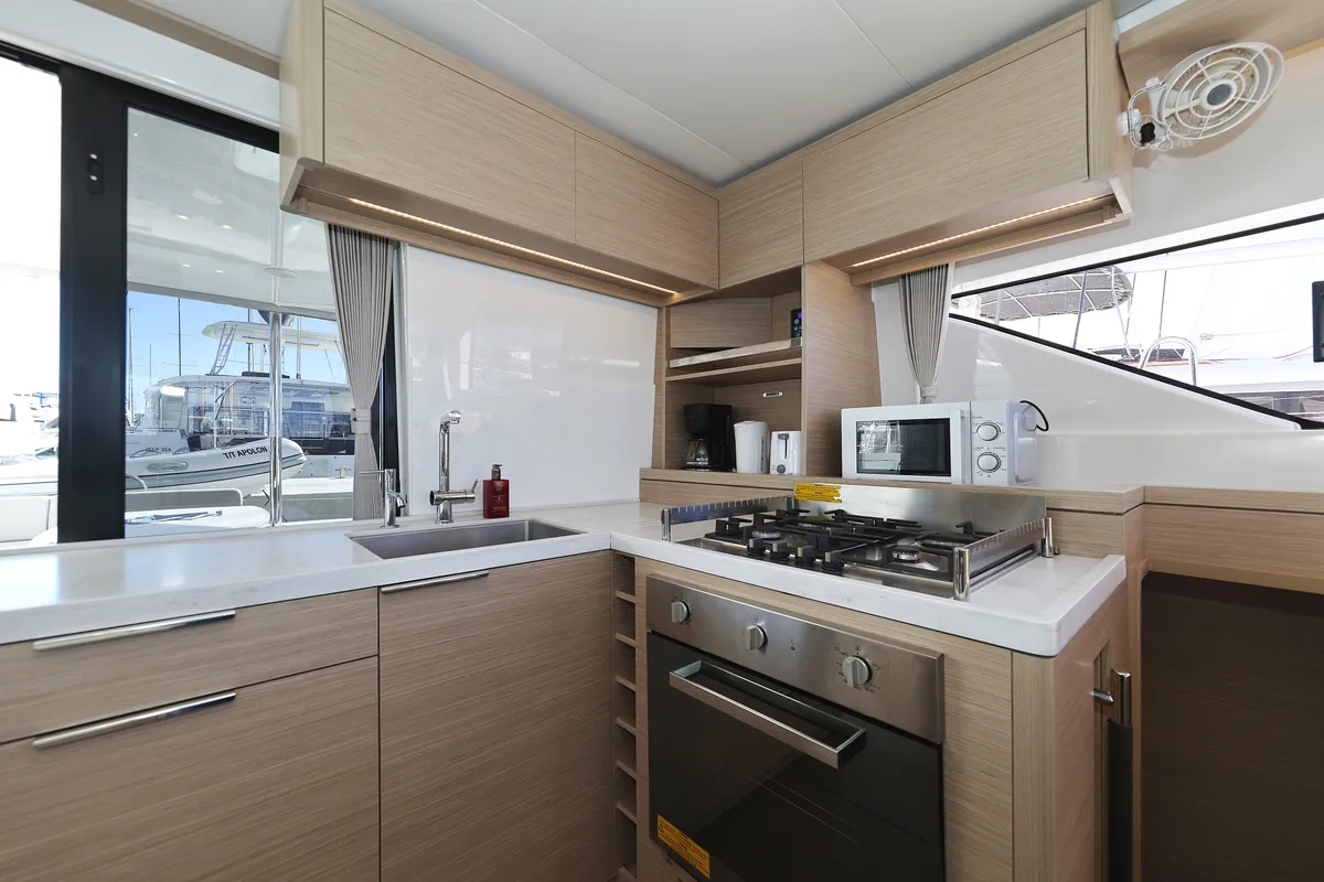 Galley of APOLON, a Lagoon 51 catamaran at Sukošan, Croatia