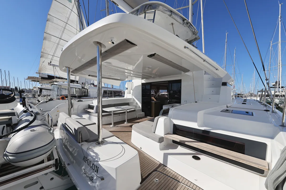 Exterior view of APOLON, a Lagoon 51 catamaran at Sukošan, Croatia