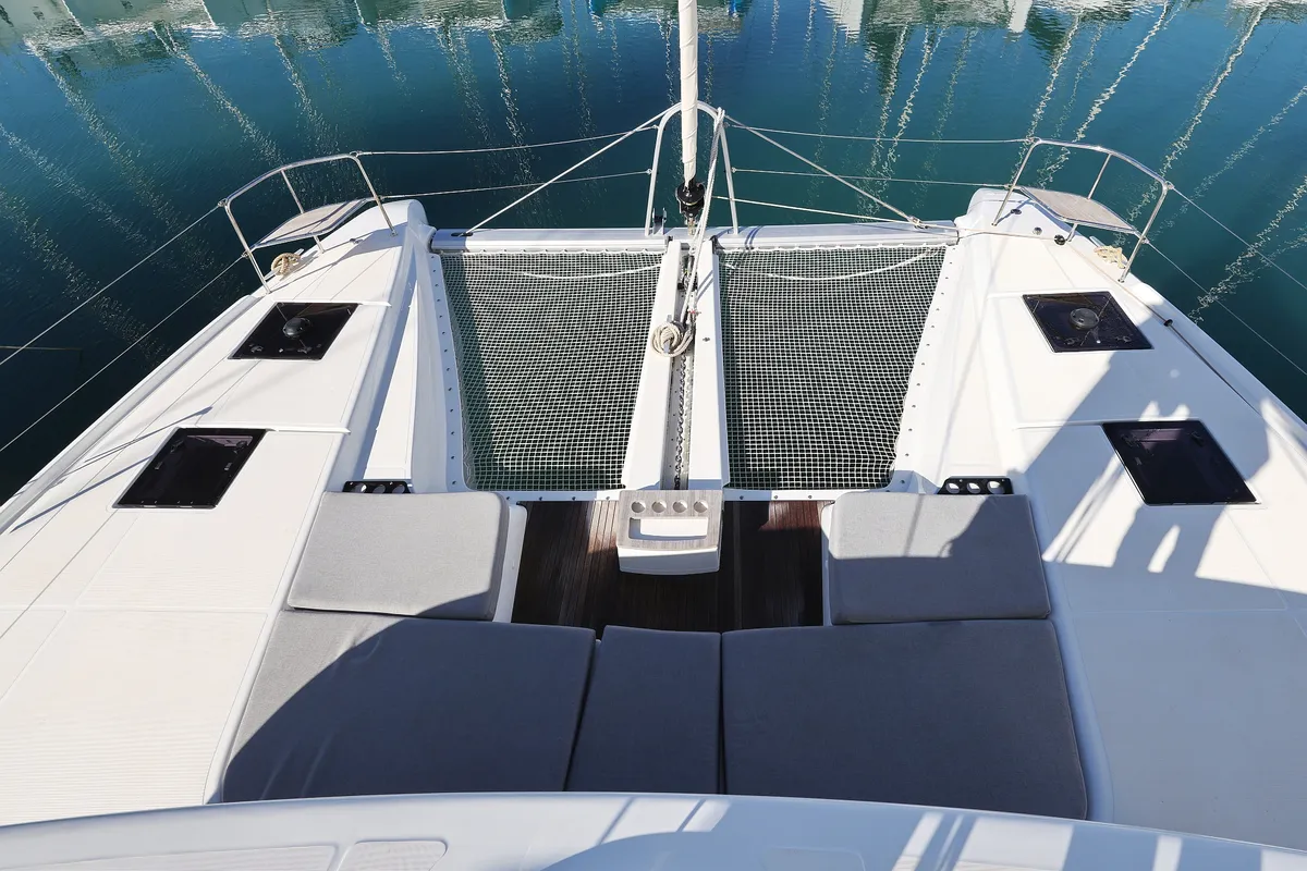 Deck of APOLON, a Lagoon 51 catamaran at Sukošan, Croatia