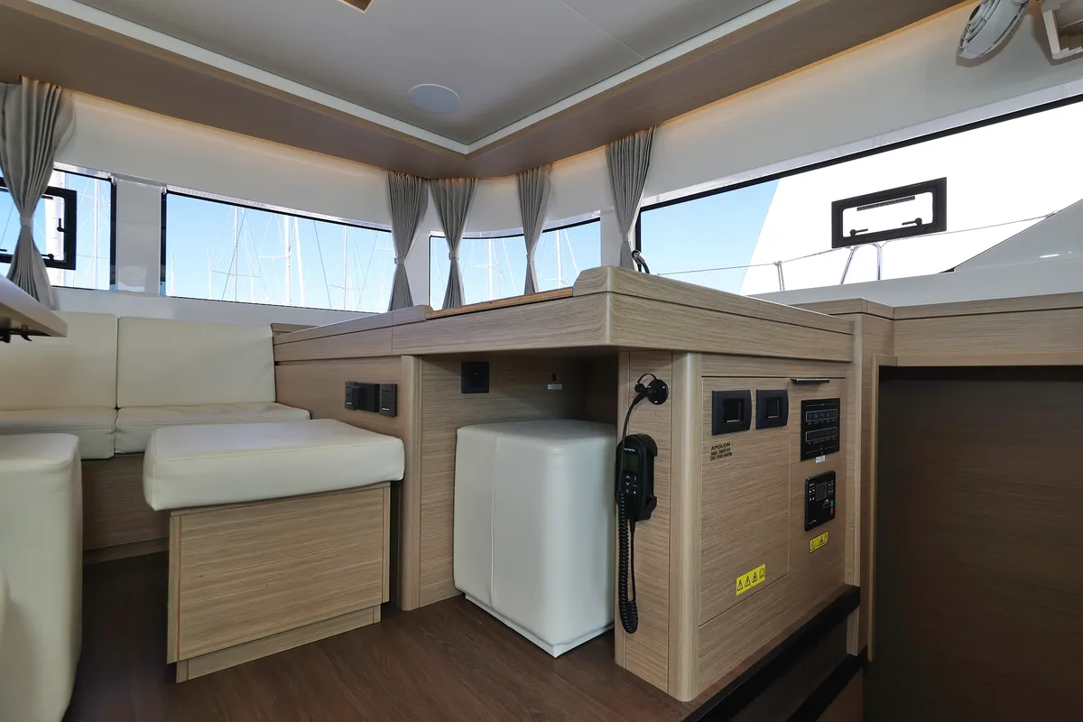Salon of APOLON, a Lagoon 51 catamaran at Sukošan, Croatia