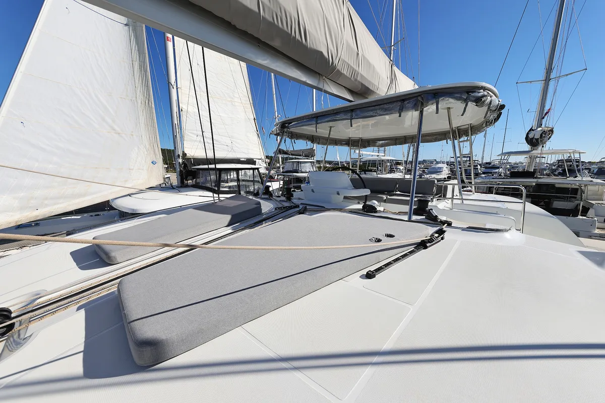 Deck of APOLON, a Lagoon 51 catamaran at Sukošan, Croatia