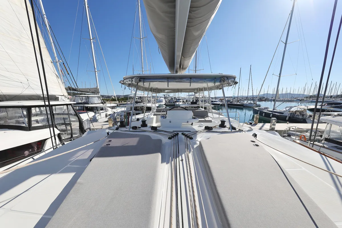 Deck of APOLON, a Lagoon 51 catamaran at Sukošan, Croatia